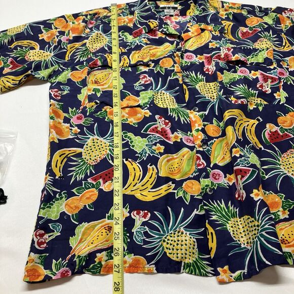 Vintage 90s 100% Silk Colorful Fruit Print Button Down Shirt Women’s Size L - Picture 9 of 11